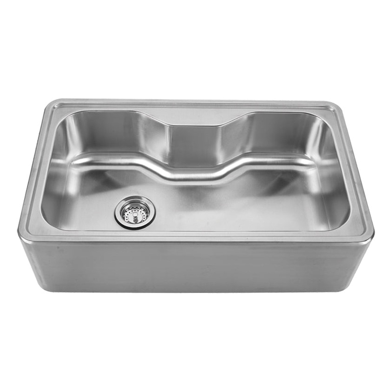 Noah’s Collection Brushed Stainless Steel Single Bowl Drop-in Sink with a Seamless Customized Front Apron