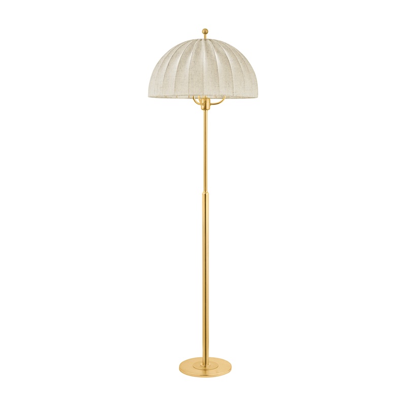 Palmetto 3-Light Floor Lamp Aged Brass