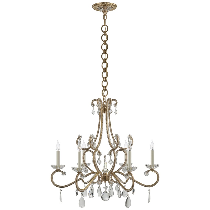 Six Light Chandelier from the Montmartre Collection in Hand-Rubbed Antique Brass Finish by Visual Comfort Signature