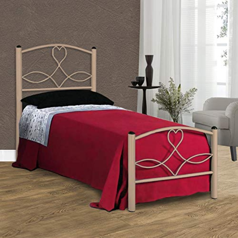 SomnusSana Letto in Ferro Battuto Una Piazza e Mezza modello NAPOLI Prodotto Artigianale Italiano Disponibile in vari colori Misure 120×190 (Avorio Anticato)