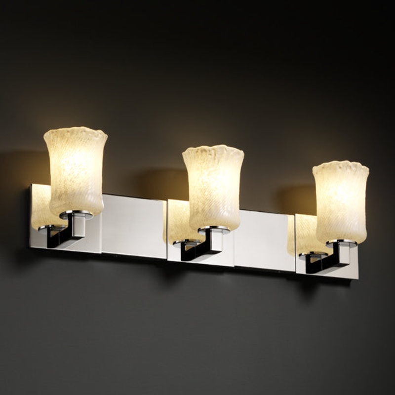 Three Light Bath Bar from the Veneto Luce Collection in Polished Chrome Finish by Justice Designs