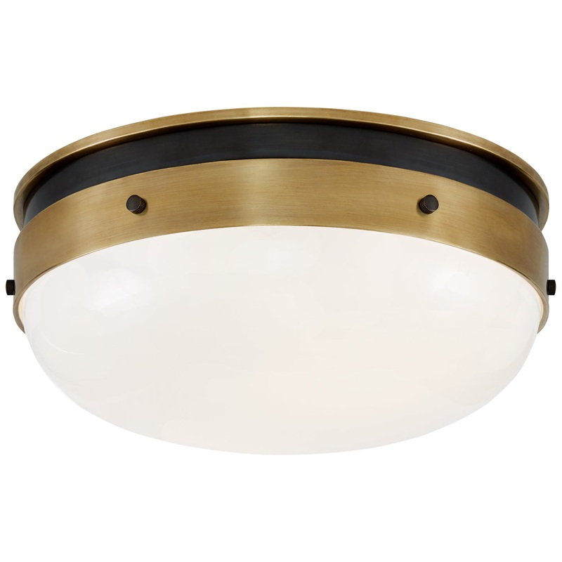 Two Light Flush Mount from the Hicks Collection in Bronze With Antique Brass Finish by Visual Comfort Signature