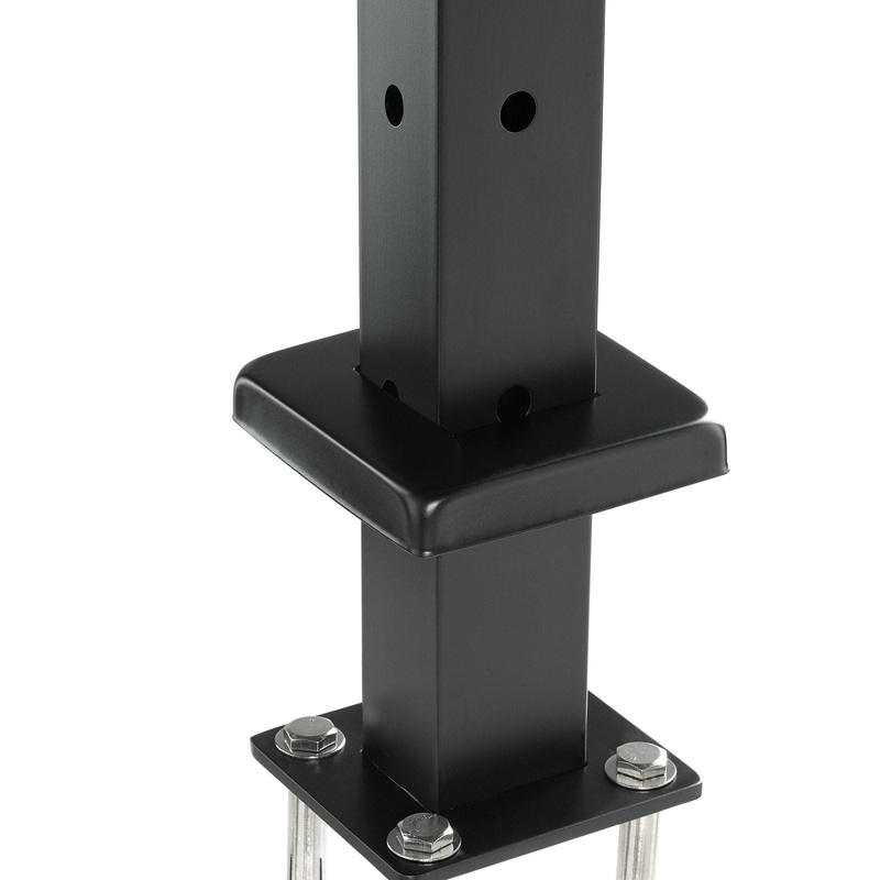 VEVOR Cable Railing Post, 36″ x 1″ x 2″ Steel L-Shaped Hole Corner Railing Post, 10 Pre-Drilled Holes, SUS304 Stainless Steel Cable Rail Post with Horizontal and Curved Bracket, 1-Pack, Black ,91.4*2.5*5 cm