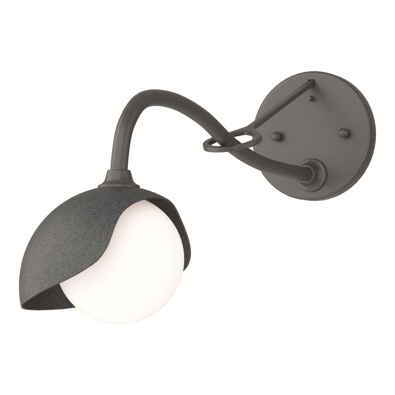 Brooklyn 1-Light Single Shade Long-Arm Sconce Dark Smoke Natural Iron