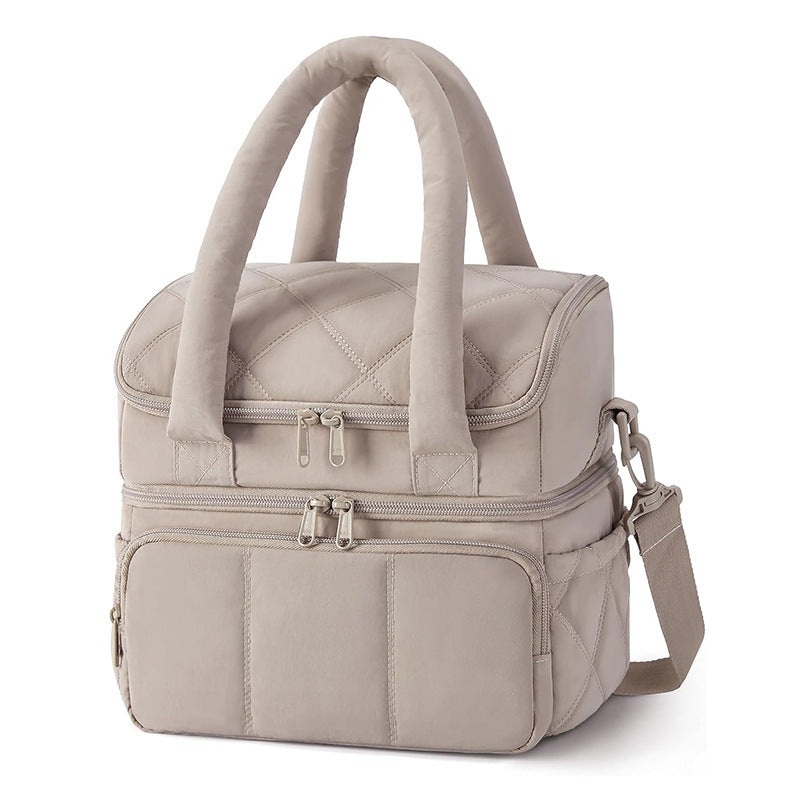Brown Chic Double Deck Insulated Lunch Bag – Leakproof Cooler Tote for Women
