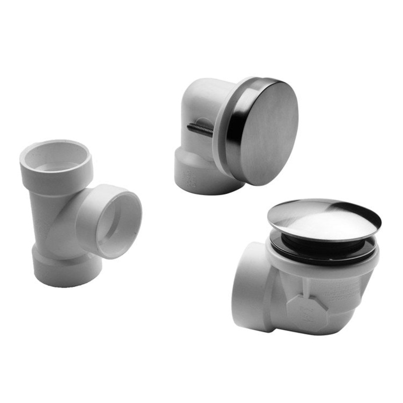 Drain Kit Polished Nickel Brass Includes Toe Control Strainer with Round No Hole Faceplate Half Kit 2-1/16 Inch