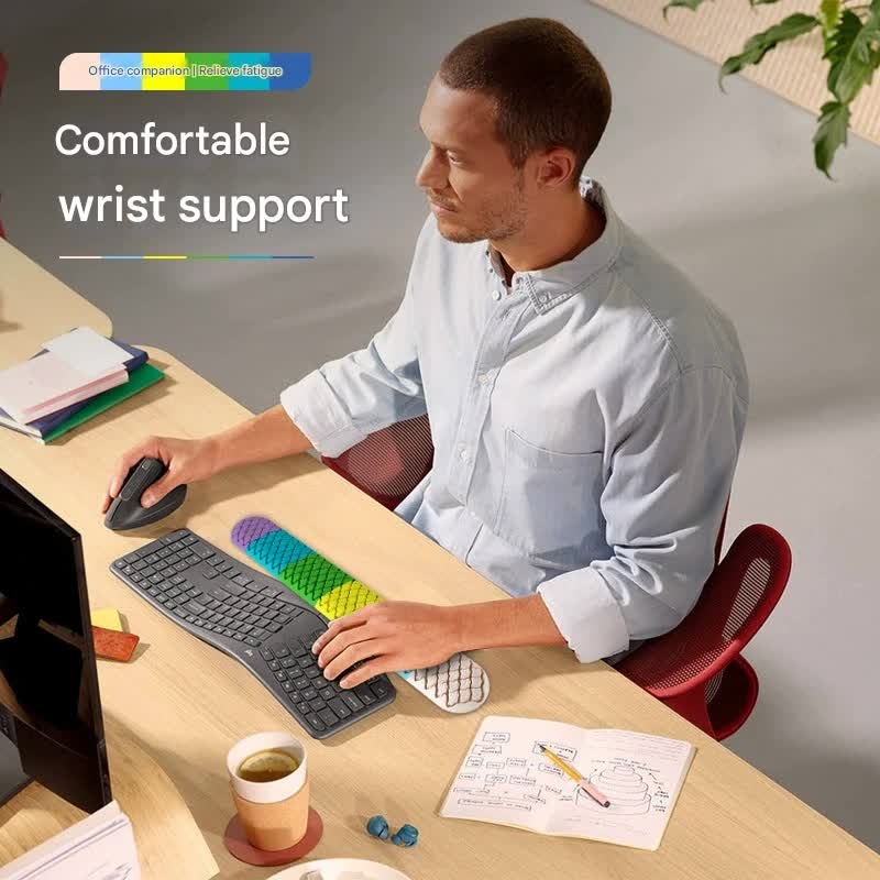 Ergonomic Keyboard & Mouse Wrist Rest Set – Soft Silicone, Non-Slip Base, Comfortable Support(yellow)