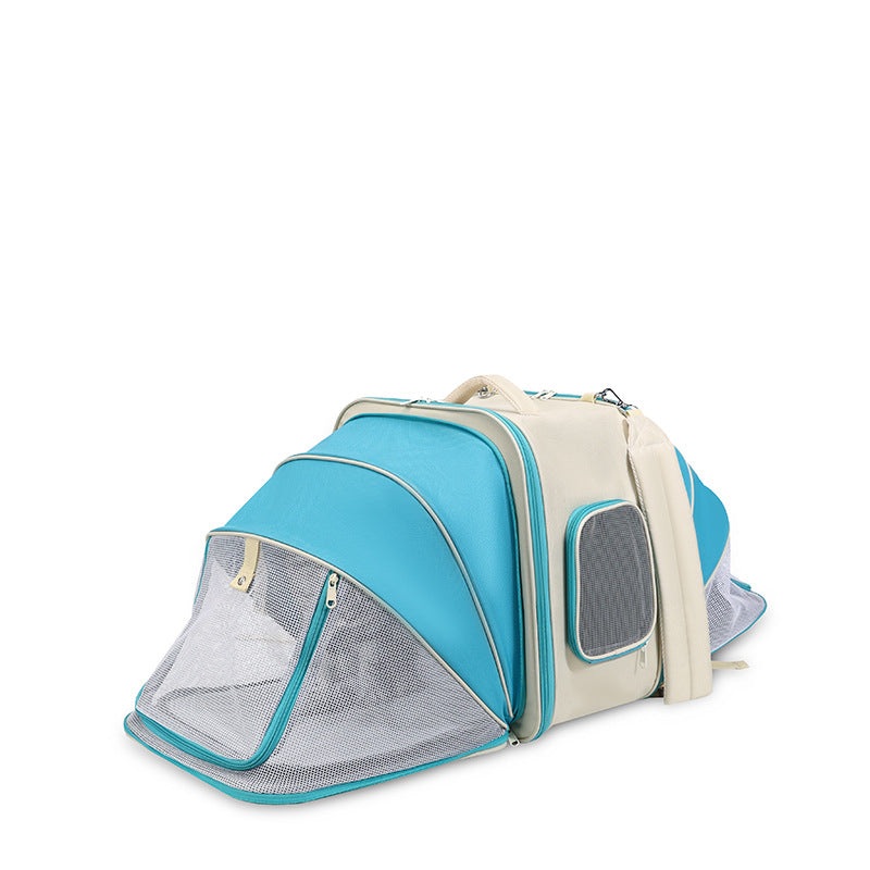 Expandable Pet Carrier Backpack for Cats & Small Dogs – Breathable Mesh, Multiple Entrances(Blue)
