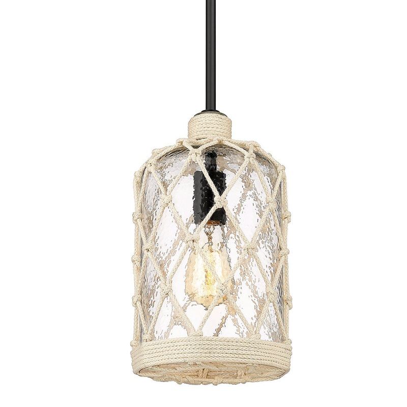 One Light Mini Pendant from the Nassau Collection in Matte Black Finish by Golden