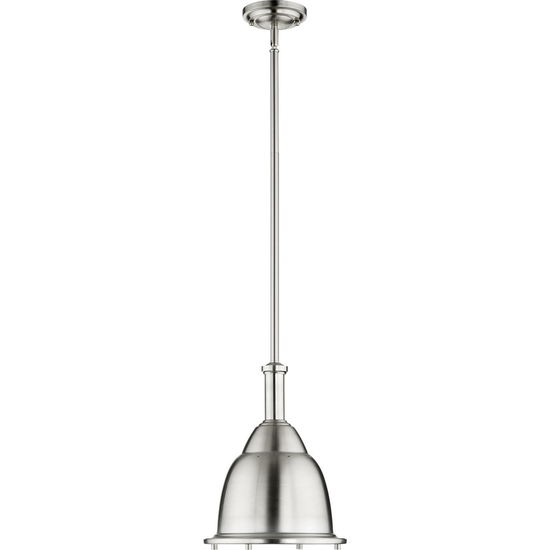 One Light Pendant from the Step Dome Pendants Collection in Satin Nickel Finish by Quorum