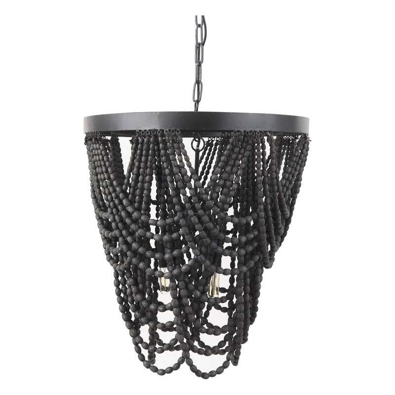 Pendra Chandelier Black Metal | Black Wood