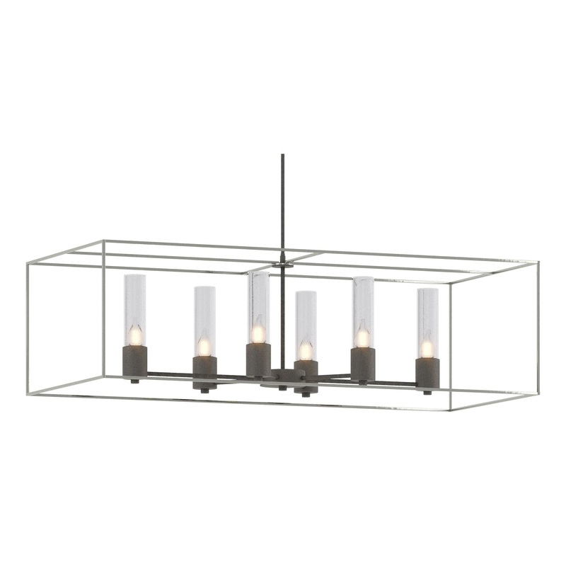 Portico Pendant Natural Iron Sterling Seeded Clear Glass (II)
