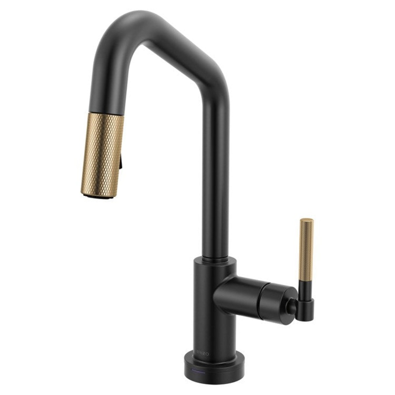 Prep Faucet Litze Smarttouch 1 Knurled Handle ADA Matte Black/Brilliance Luxe Gold Pull Down Dual Function Angle 360 DEG Swivel 1.8 Gallons per Minute