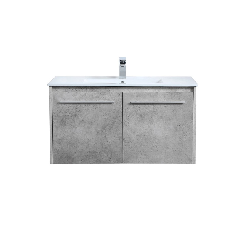 Single Bathroom Floating Vanity from the Rasina Collection in Concrete Grey Finish by Elegant Lighting