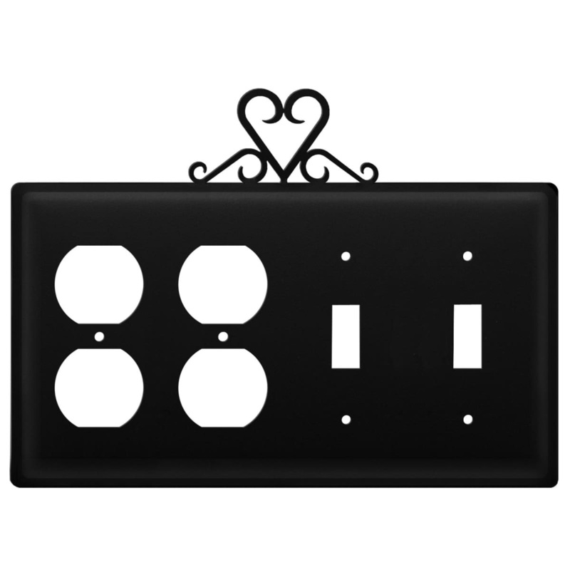 Village Wrought Iron EOOSS-51 Quad Heart Double Outlet and Double Switch Cover CUSTOM Product
