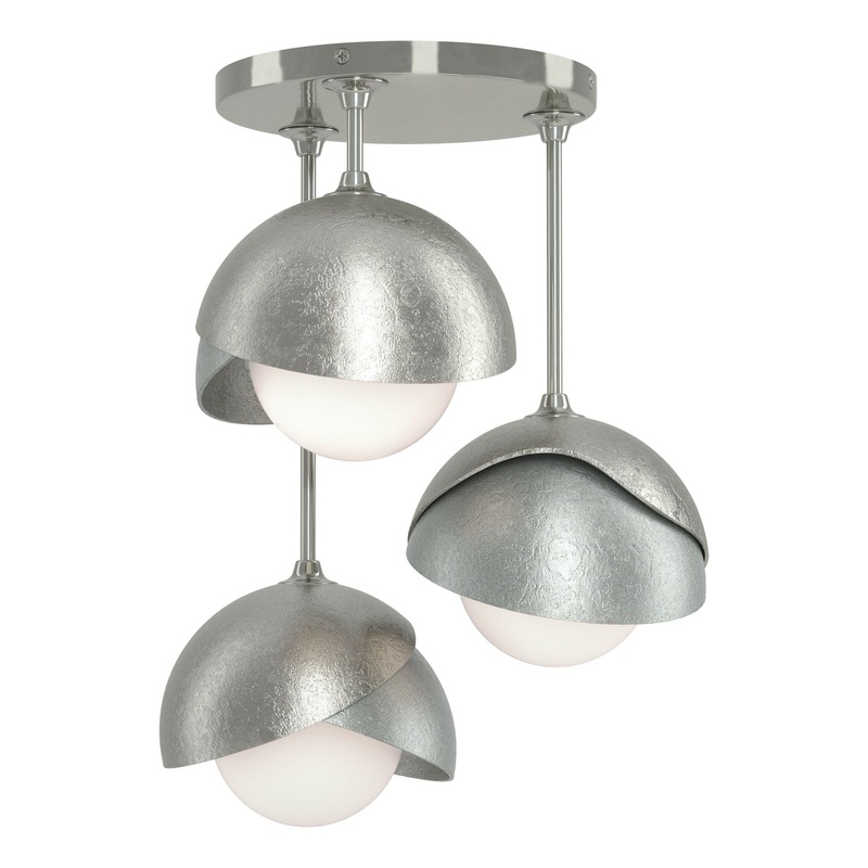 Brooklyn 3-Light Double Shade Semi-Flush Sterling Vintage Platinum