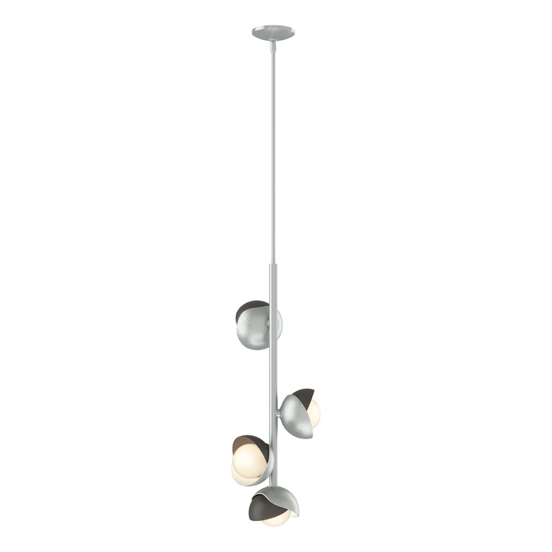 Brooklyn 4-Light Double Shade Vertical Pendant Vintage Platinum Dark Smoke