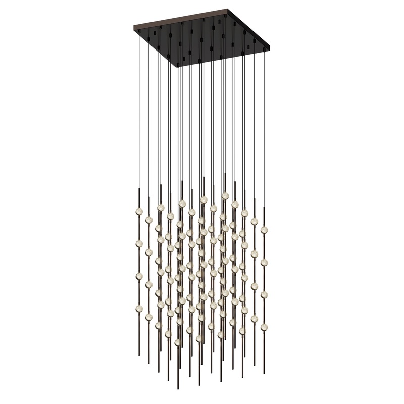 Constellation Cosmic Cube 20″ LED Pendant Espresso Black with Clear Faceted Acrylic 3000K 20′ Adjustable Cord