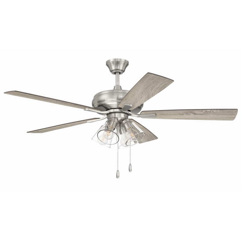 Craftmade ECF104BNK5-DWWLN Eos Clear 4 Light 52″Ceiling Fan Brushed Polished Nickel