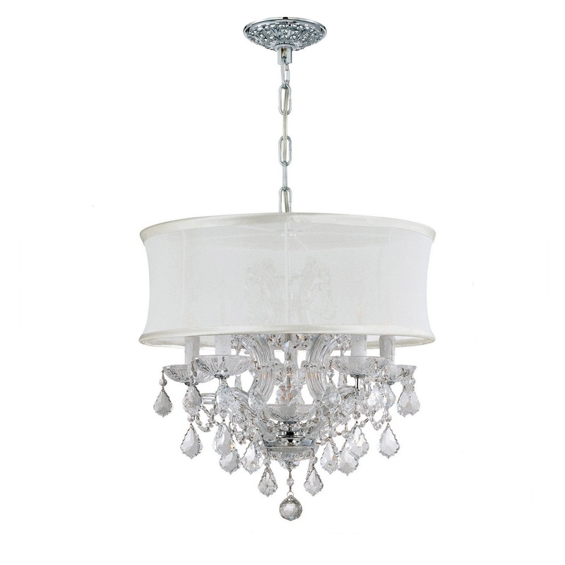 Crystorama 4415-CH-SMW-CLM Brentwood Six Light Mini Chandelier Polished Chrome