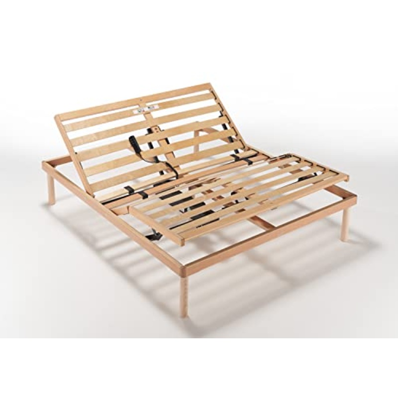 Evergreenweb – Rete Matrimoniale Elettrica 140×190 a Doghe in Legno Ortopedica Alzata Motorizzata Base Letto o Materasso, Rinforzata 3 Zone Reclinabili Regolatori di Rigidit Piedi Smontabili Offerta