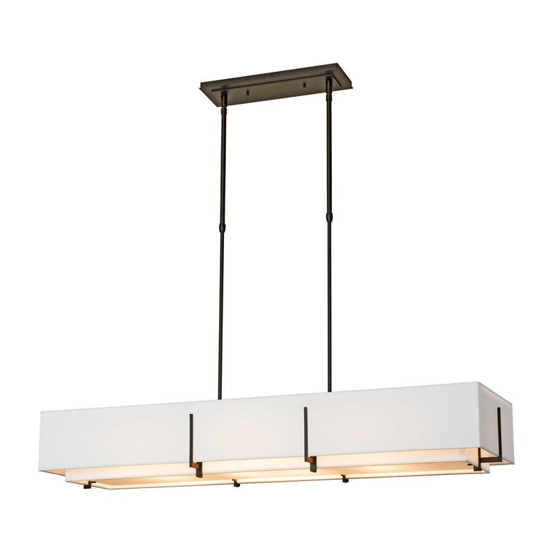 Exos Rectangular Pendant Oil Rubbed Bronze Natural Anna Inner Shade & Natural Anna Outer Shade