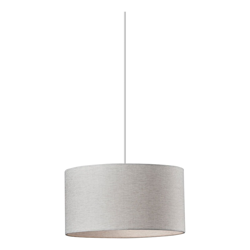 Harvest Drum Pendant Light Grey Textured Fabric