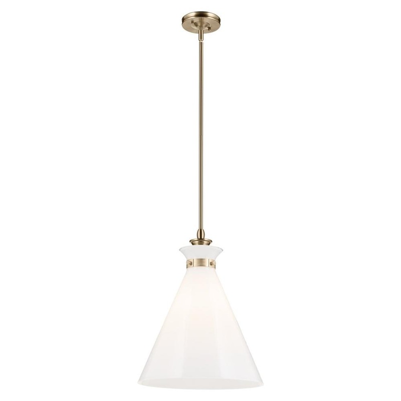Laria 16″ 1-Light Pendant Champagne Bronze Opal Glass