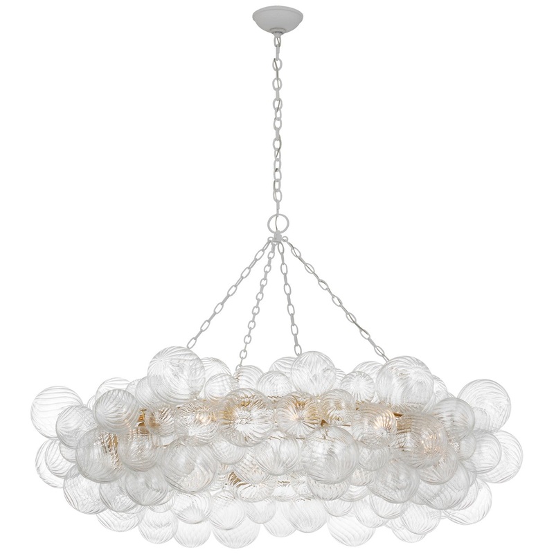 LED Chandelier from the Talia Collection in Plaster White And Clear Swirled Glass Finish by Visual Comfort Signature