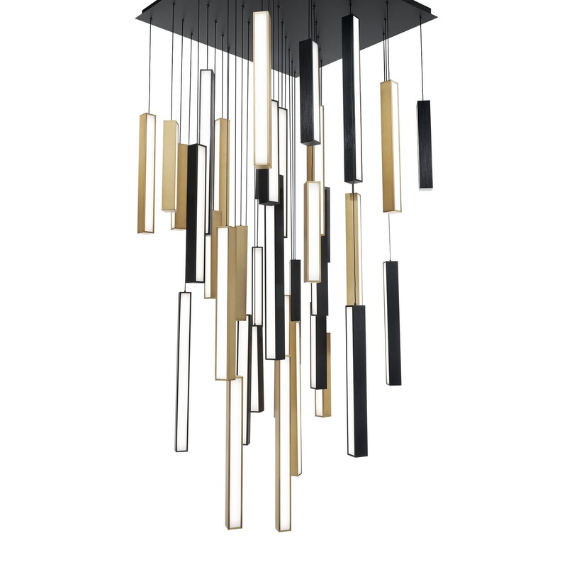 LED Pendant from the Chaos Collection in Black/Aged Brass & Black Finish by Modern Forms