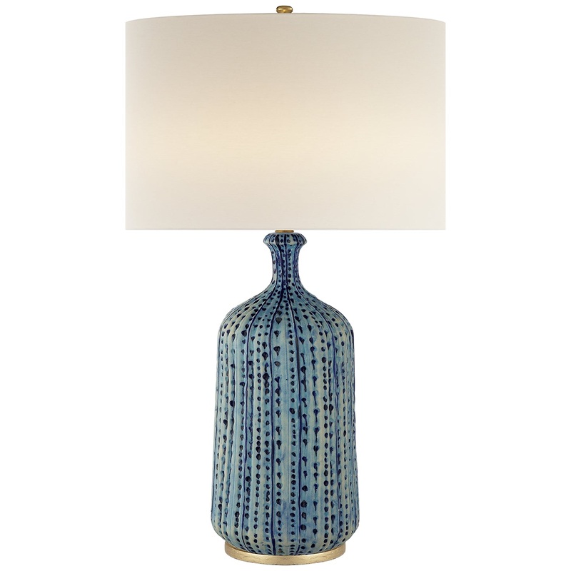 One Light Table Lamp from the Culloden Table Collection in Pebbled Aquamarine Finish by Visual Comfort Signature