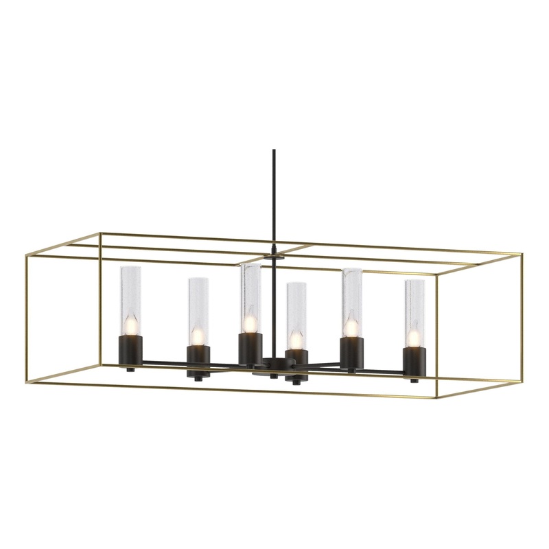 Portico Pendant Black Modern Brass Seeded Clear Glass (II)