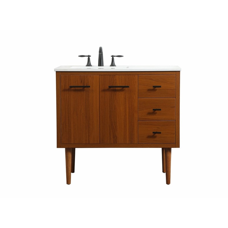 Single Bathroom Vanity from the Cyrus Collection in Teak Finish by Elegant Lighting