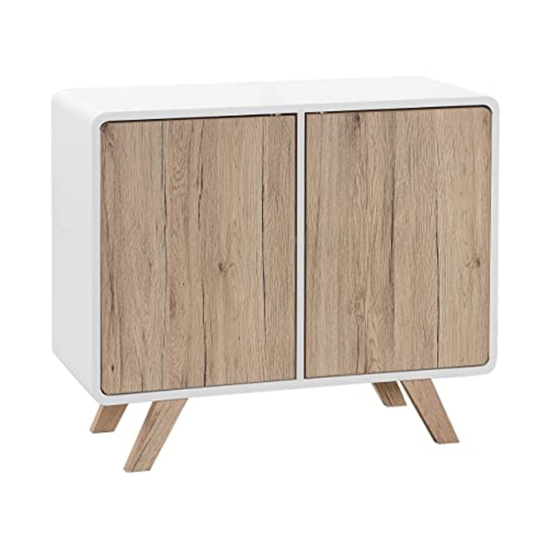 Beliani Credenza laminata in color legno chiaro/bianco Milo