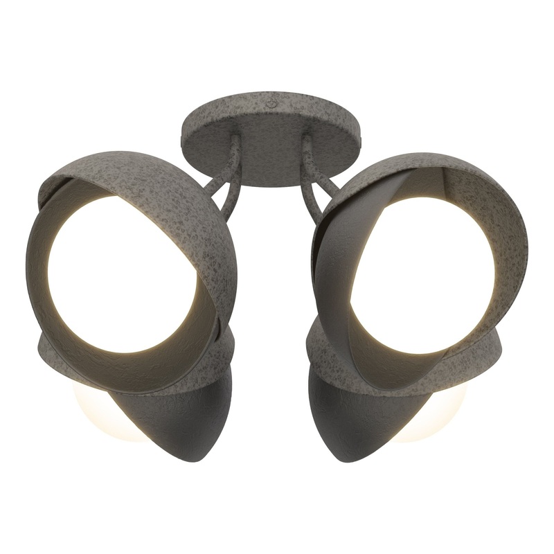 Brooklyn 4-Light Double Shade Semi-Flush Natural Iron Black