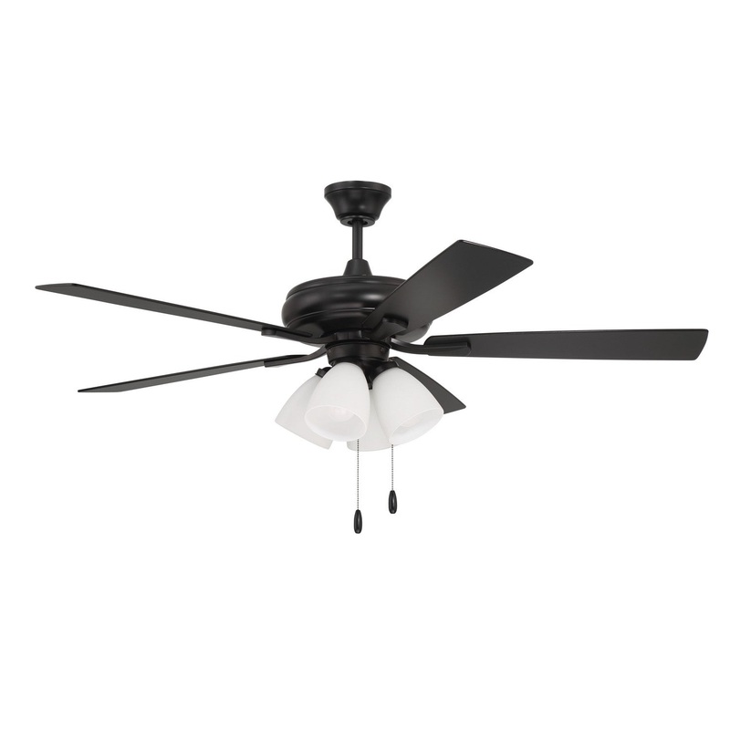 Craftmade ECF114FB5-FBGW Eos Frost 4 Light 52″Ceiling Fan Flat Black