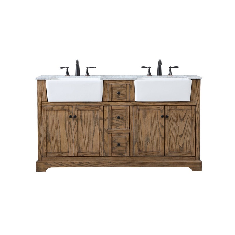 Double Bathroom Vanity from the Franklin Collection in Driftwood Finish by Elegant Lighting