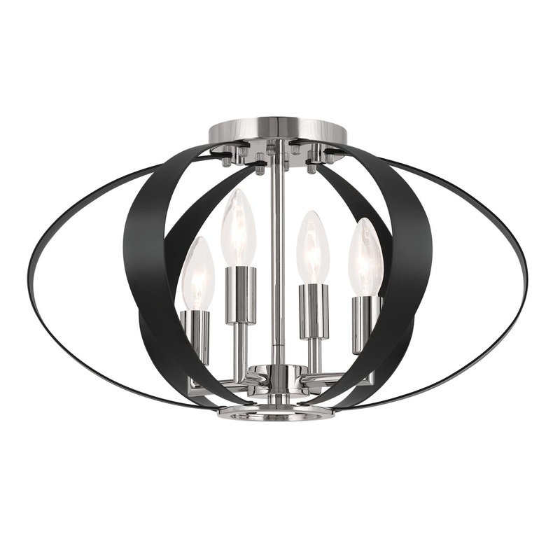 Kichler 52588PN Four Light Flush Mount, Polished Nickel