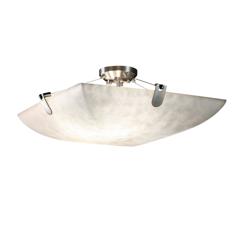 LED Semi-Flush Mount from the Clouds Collection in Brushed Nickel Finish by Justice Designs