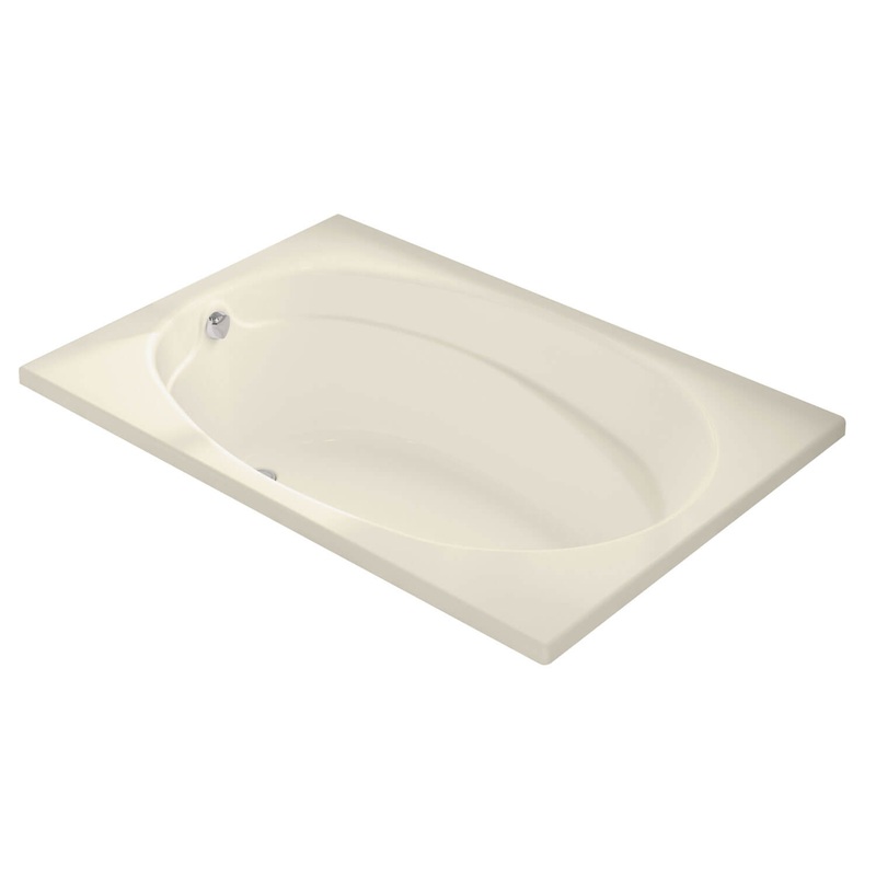 MAAX 100027-103-004 Temple 60 x 41 Acrylic Alcove End Drain Aeroeffect Bathtub in Bone