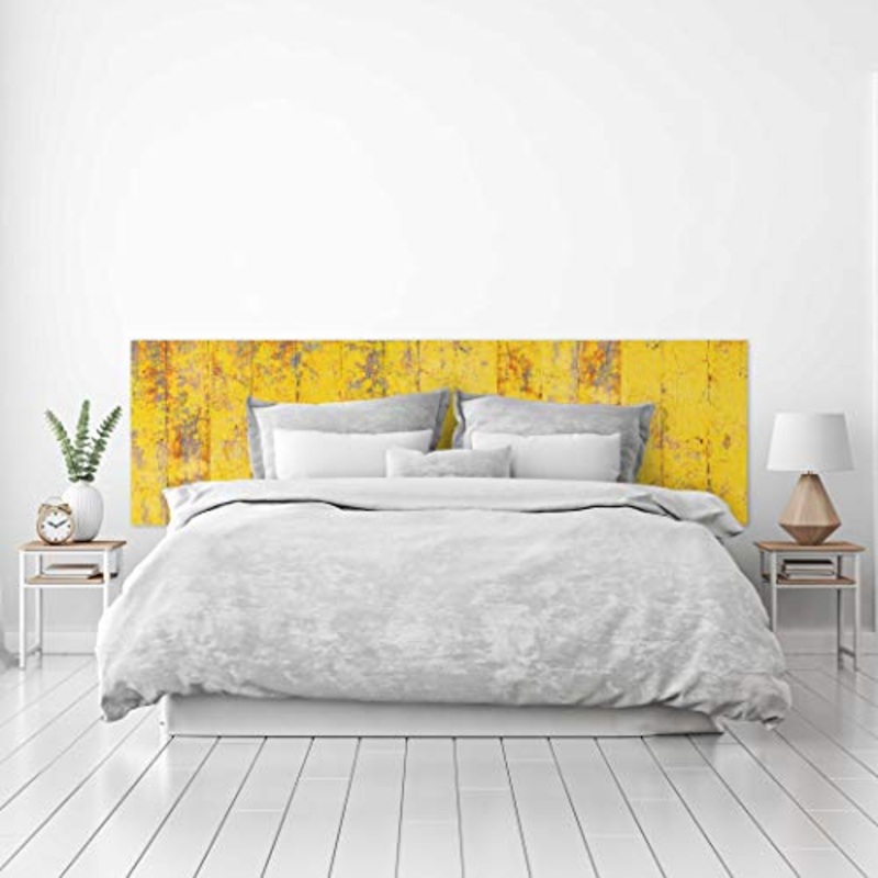MEGADECOR Testiera per letto in PVC, decorativa, economica, con texture in legno invecchiato, colore giallo invecchiato, varie misure (150 cm x 60 cm)