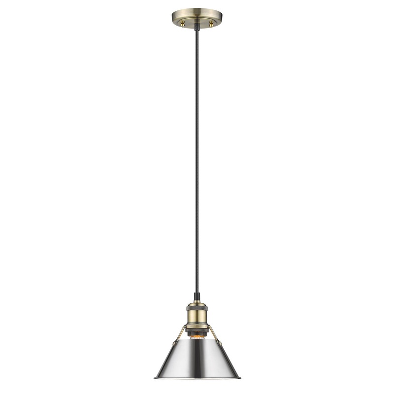 One Light Mini Pendant from the Orwell Collection in Aged Brass Finish by Golden