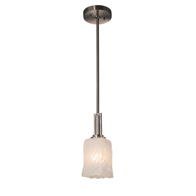 One Light Pendant from the Veneto Luce Collection in Brushed Nickel Finish by Justice Designs
