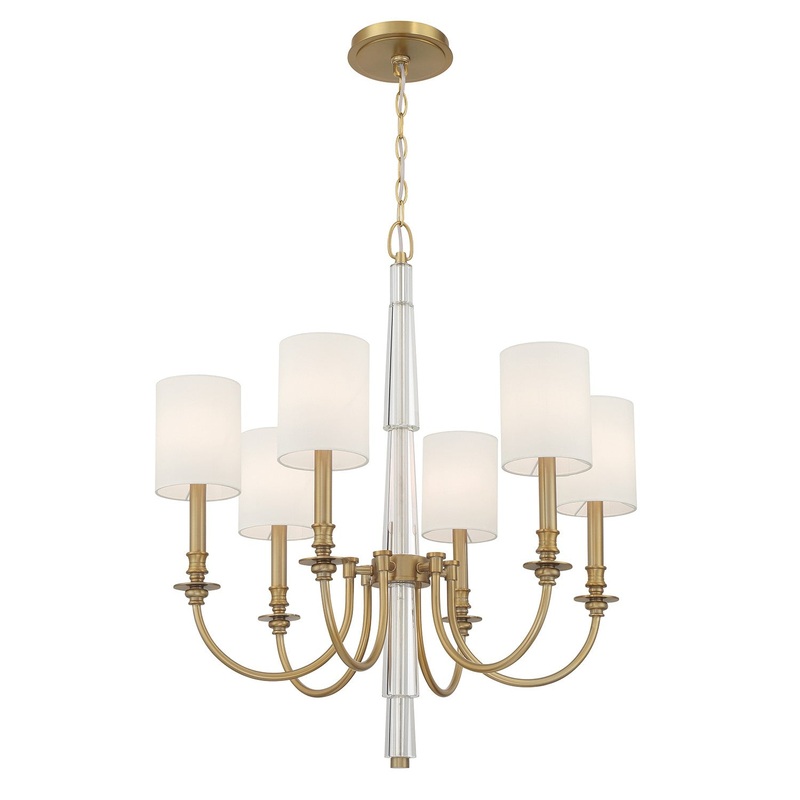 Six Light Chandelier from the Lloyd Collection in Aged Brass Finish by Crystorama