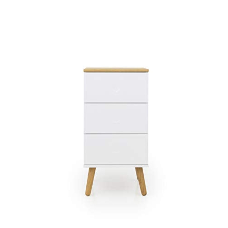 TENZO 1652-454 DOT – Cassettiera con 3 cassetti, in legno di quercia, truciolato impiallacciato e MDF laccato, 79 x 40 x 43 cm