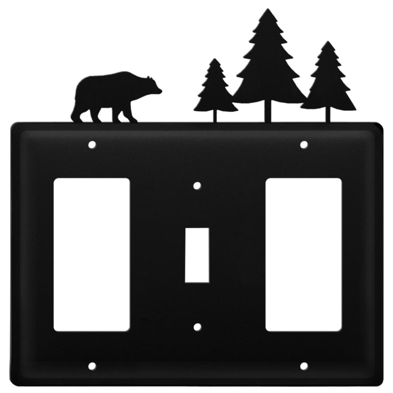 Village Wrought Iron EGSG-83 Triple Bear & Pine Trees Single GFI Switch and GFI Cover CUSTOM Product