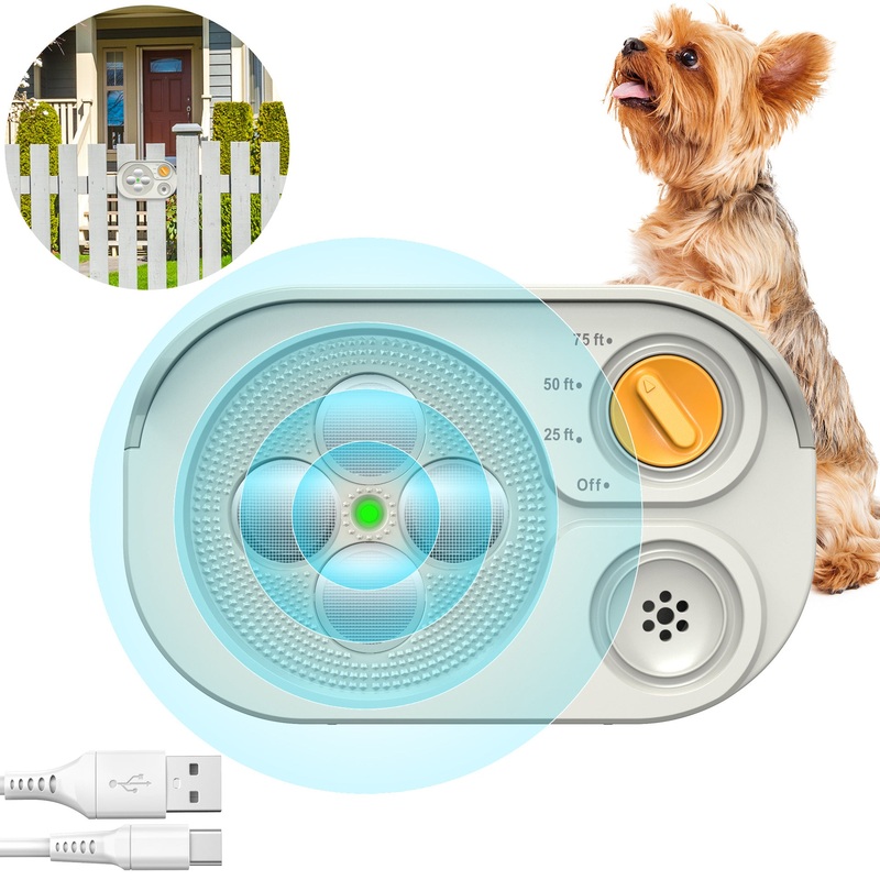 White Grey Ultrasonic Anti-Bark Dog Trainer – Safe and Effective Bark Control Device