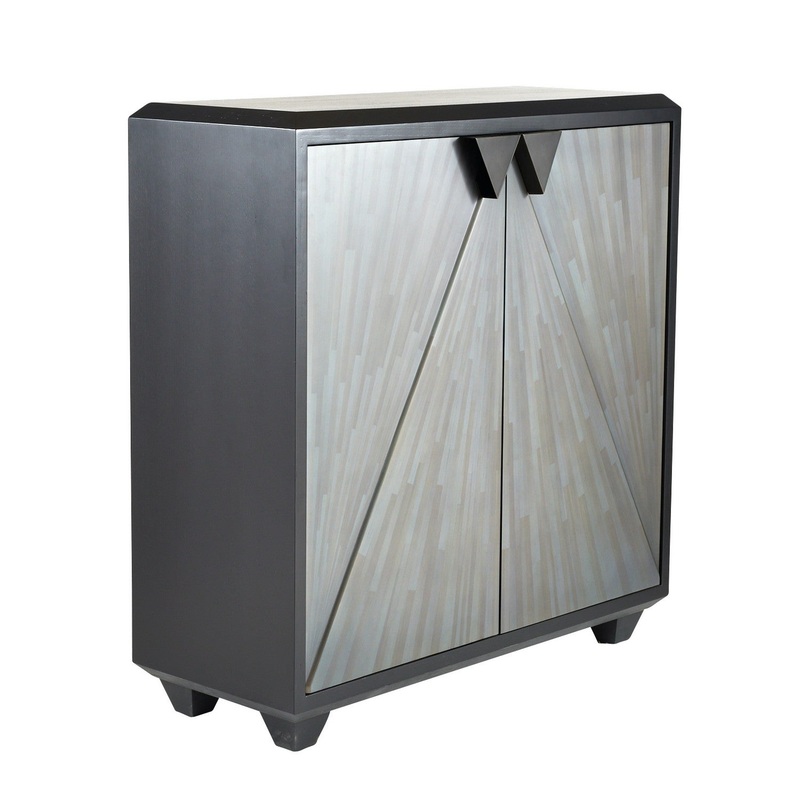 Arteriors FNS13 Ellington Cabinet Gray Straw Marquetry/Ebony/Bronze