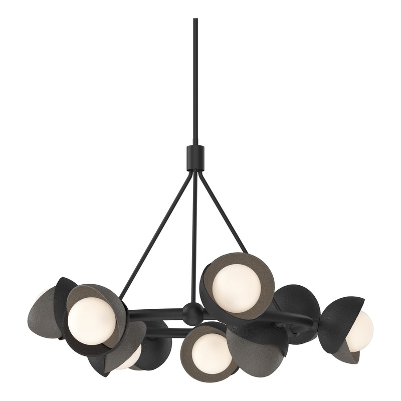 Brooklyn 9-Light Double Shade Ring Pendant Black Dark Smoke