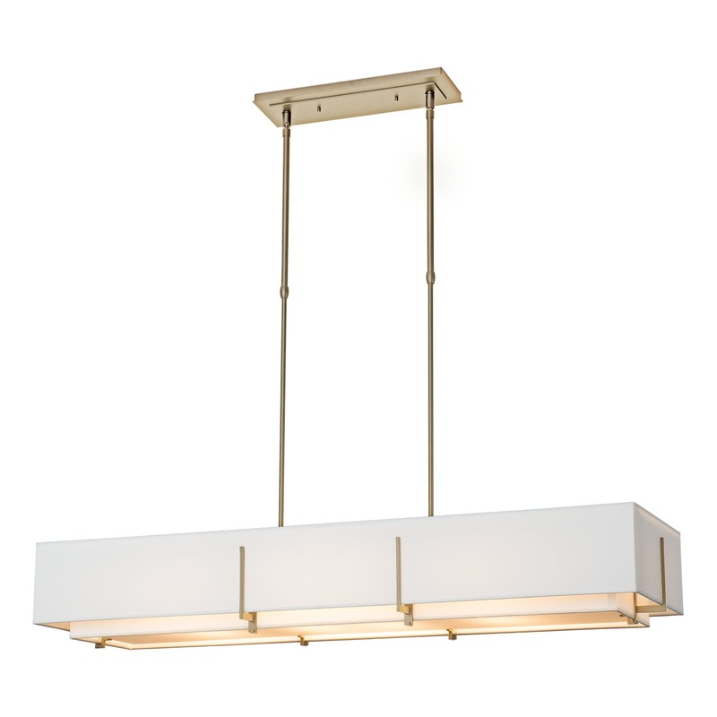 Exos Rectangular Pendant Soft Gold Natural Anna Inner Shade & Natural Anna Outer Shade